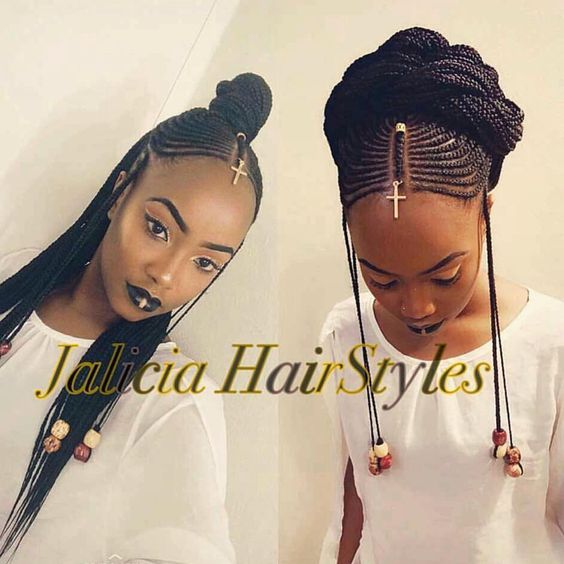 Fulani inspired braids two-ways. Half up and complete updo